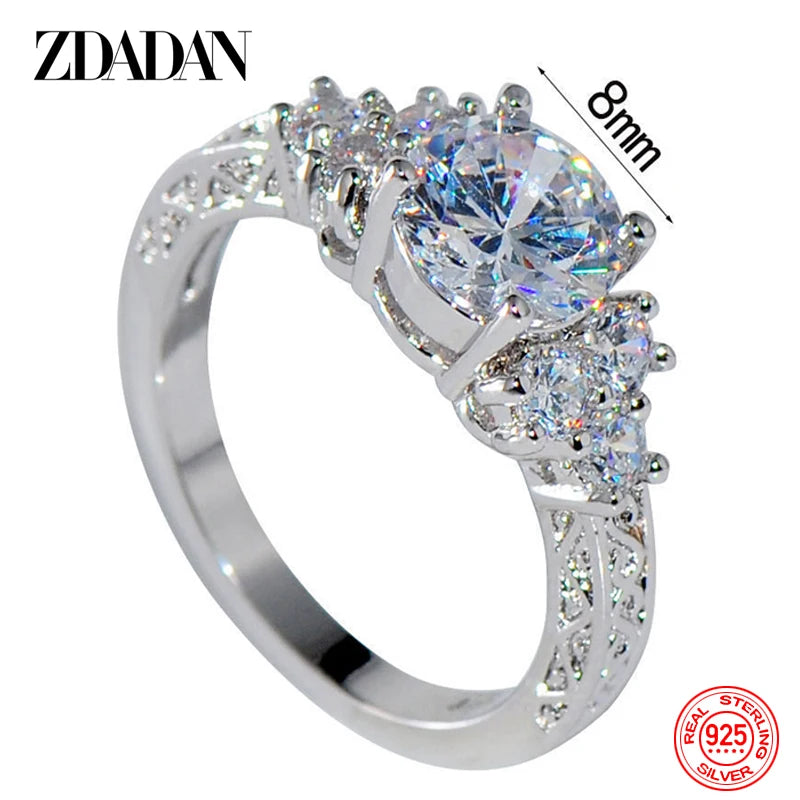 Exquisite Silver Color White Zircon Crystal Ring