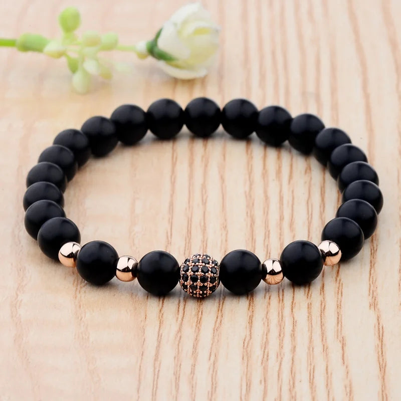 Trendy Lava Stone Imperial Crown Bracelet