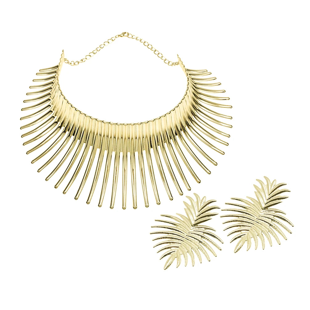 Vintage Metal Gold Torque African Necklace Set