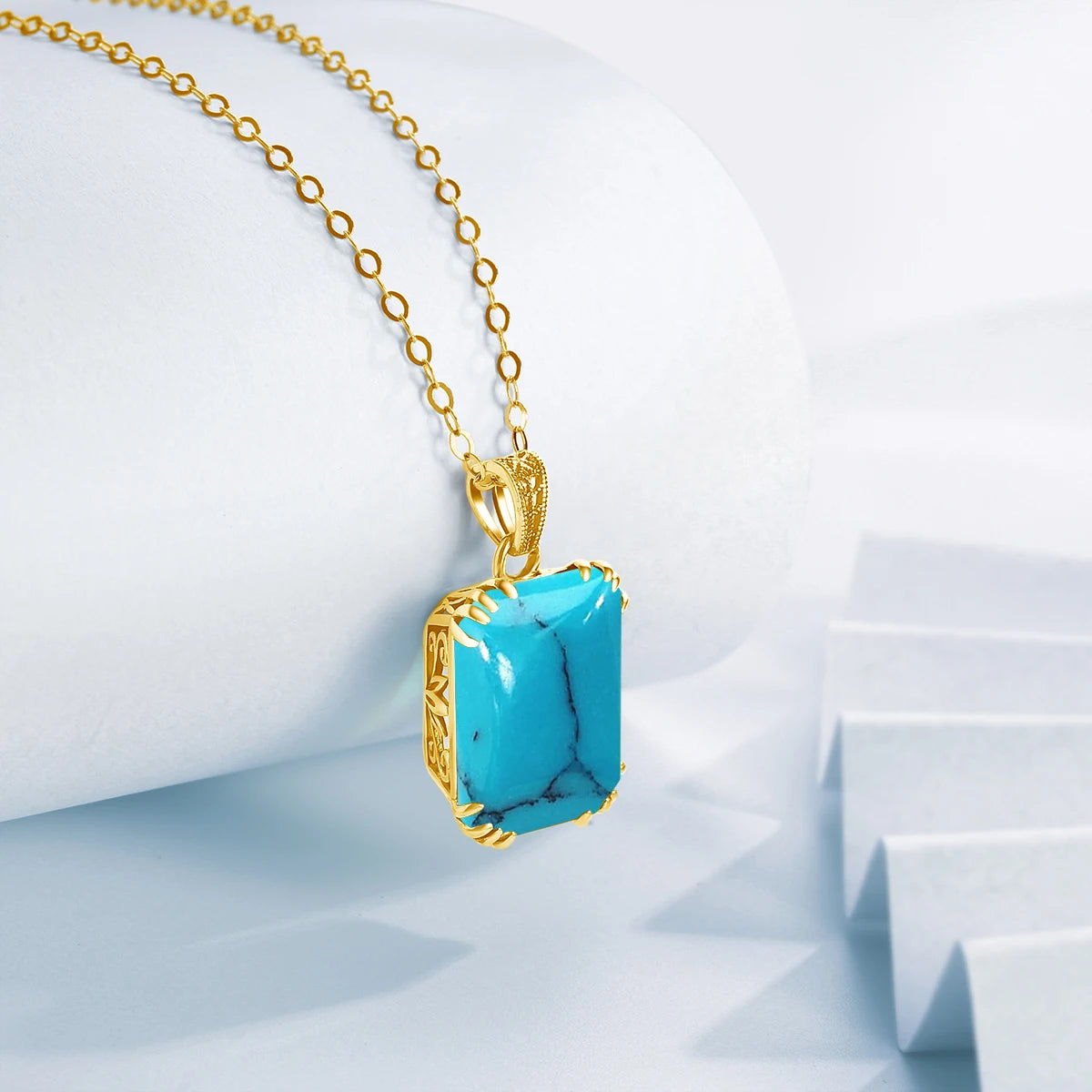 Gold Black Onyx Pendant Necklace