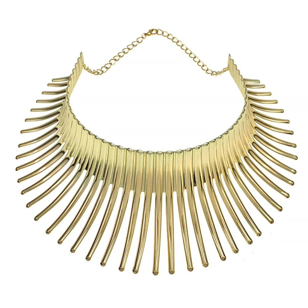 Vintage Metal Gold Torque African Necklace Set