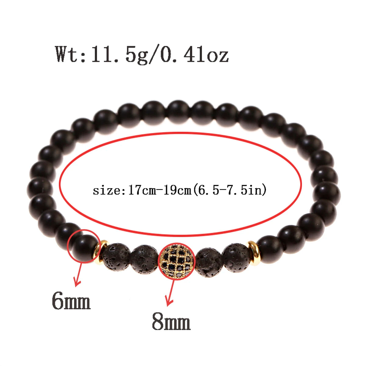 Trendy Lava Stone Imperial Crown Bracelet