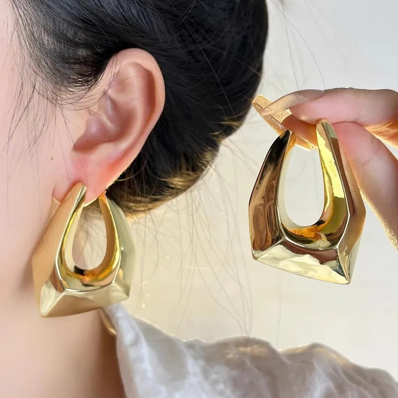 Bold Irregular Geometric Metal Earrings