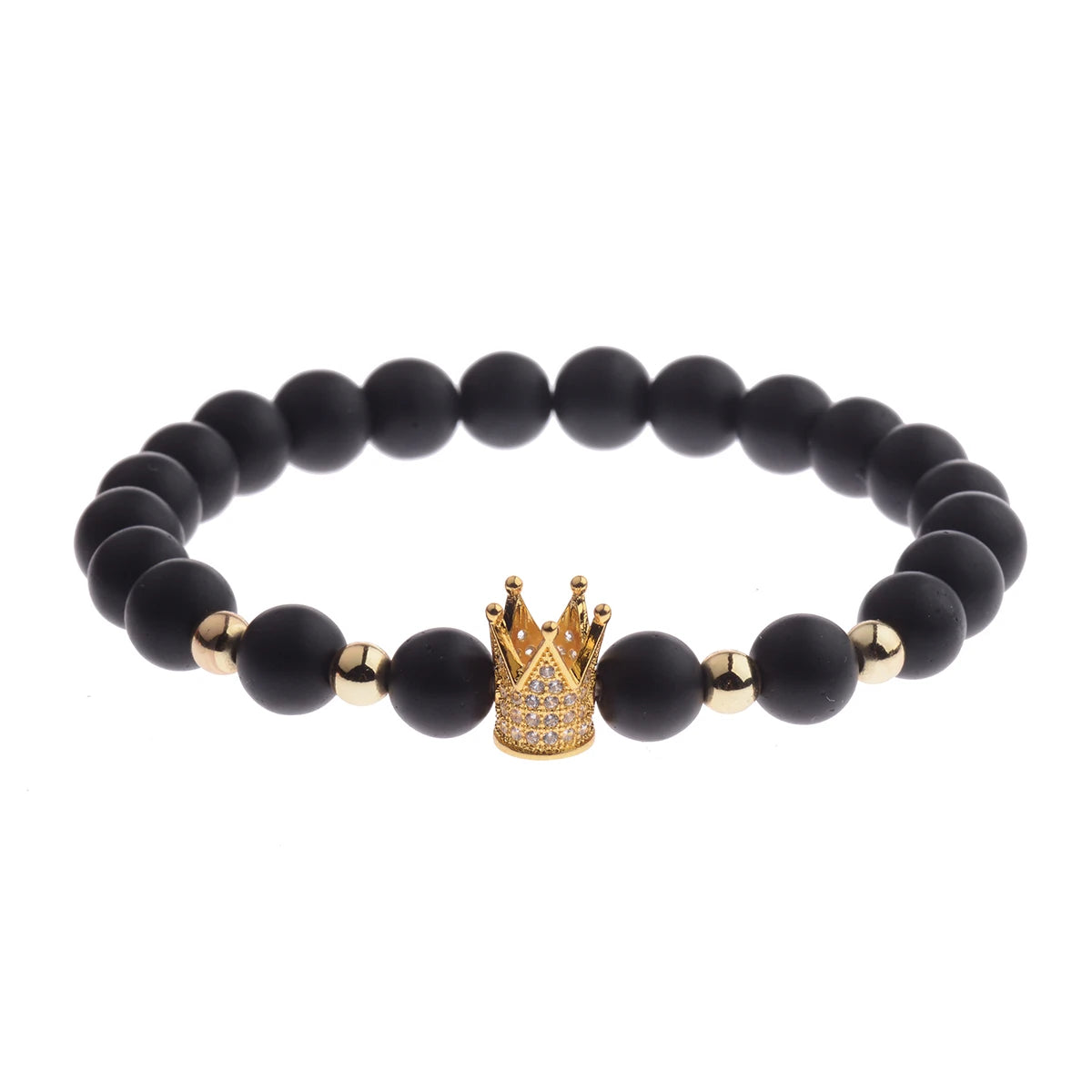 Trendy Lava Stone Imperial Crown Bracelet