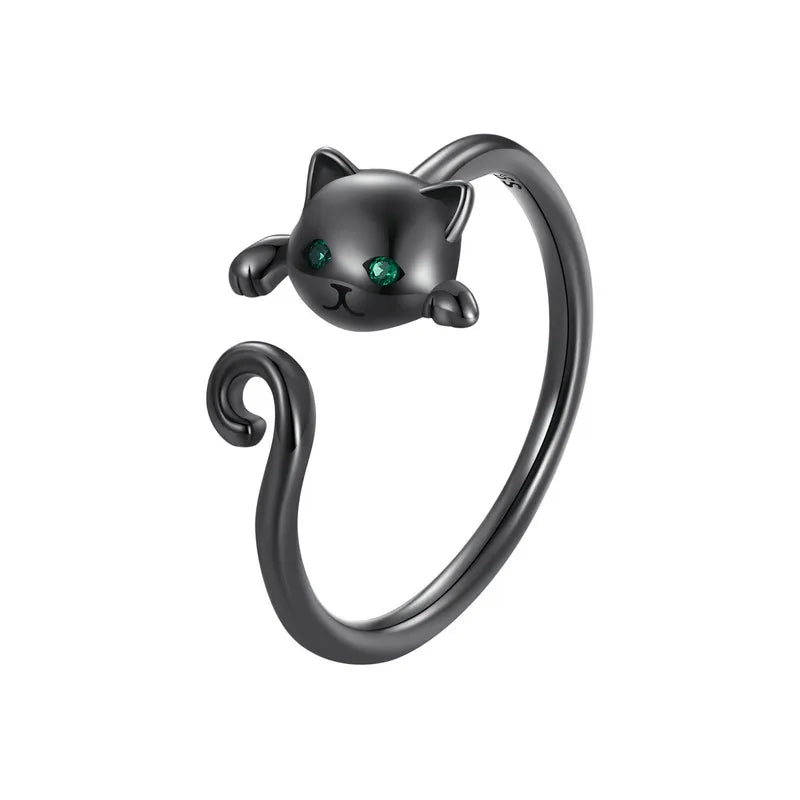 Cute Cat Simple S925 Sterling Silver Ring