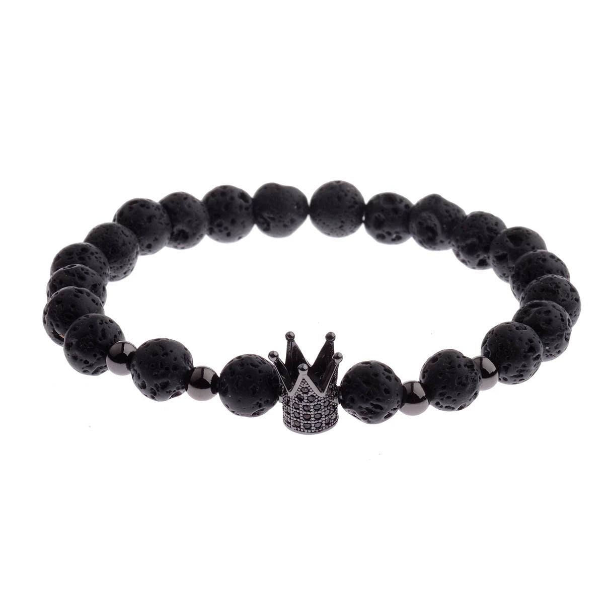 Trendy Lava Stone Imperial Crown Bracelet