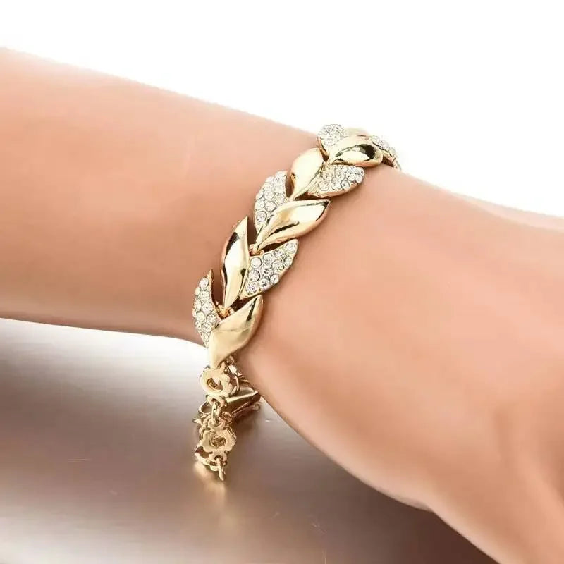 Braided Gold Color Leaf Bracelets