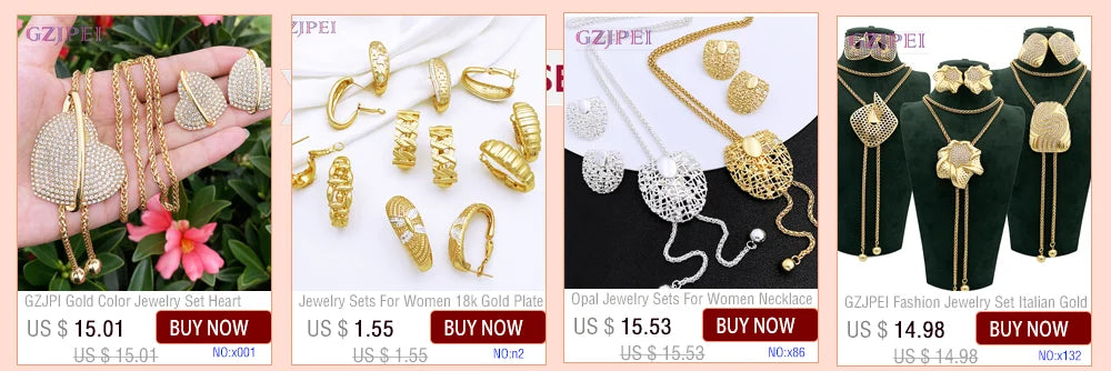 Dubai Jewelry Set For Women 18K Gold Plated Luxury Necklace Earrings Bracelet And Ring Set Jewelry For Wedding Party Trending