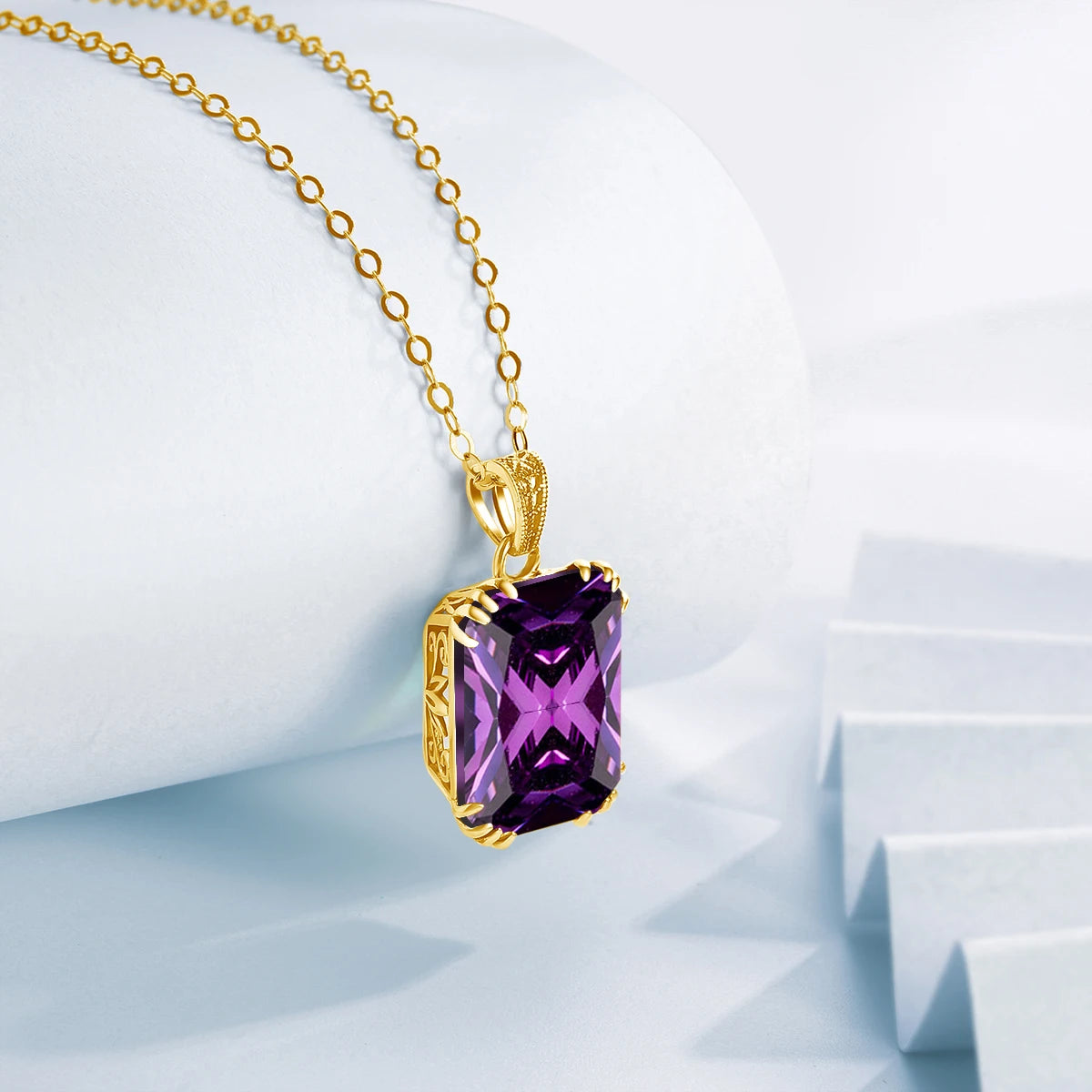 Gold Black Onyx Pendant Necklace