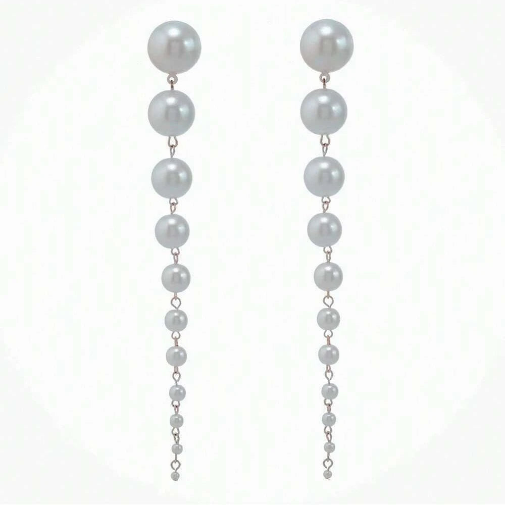 Long Imitation Pearl Tassel Earrings