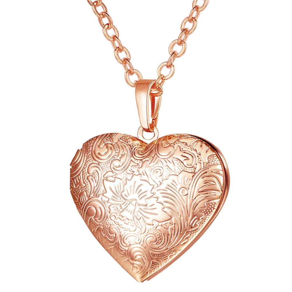 Heart Frame Memory Locket Pendant Necklace