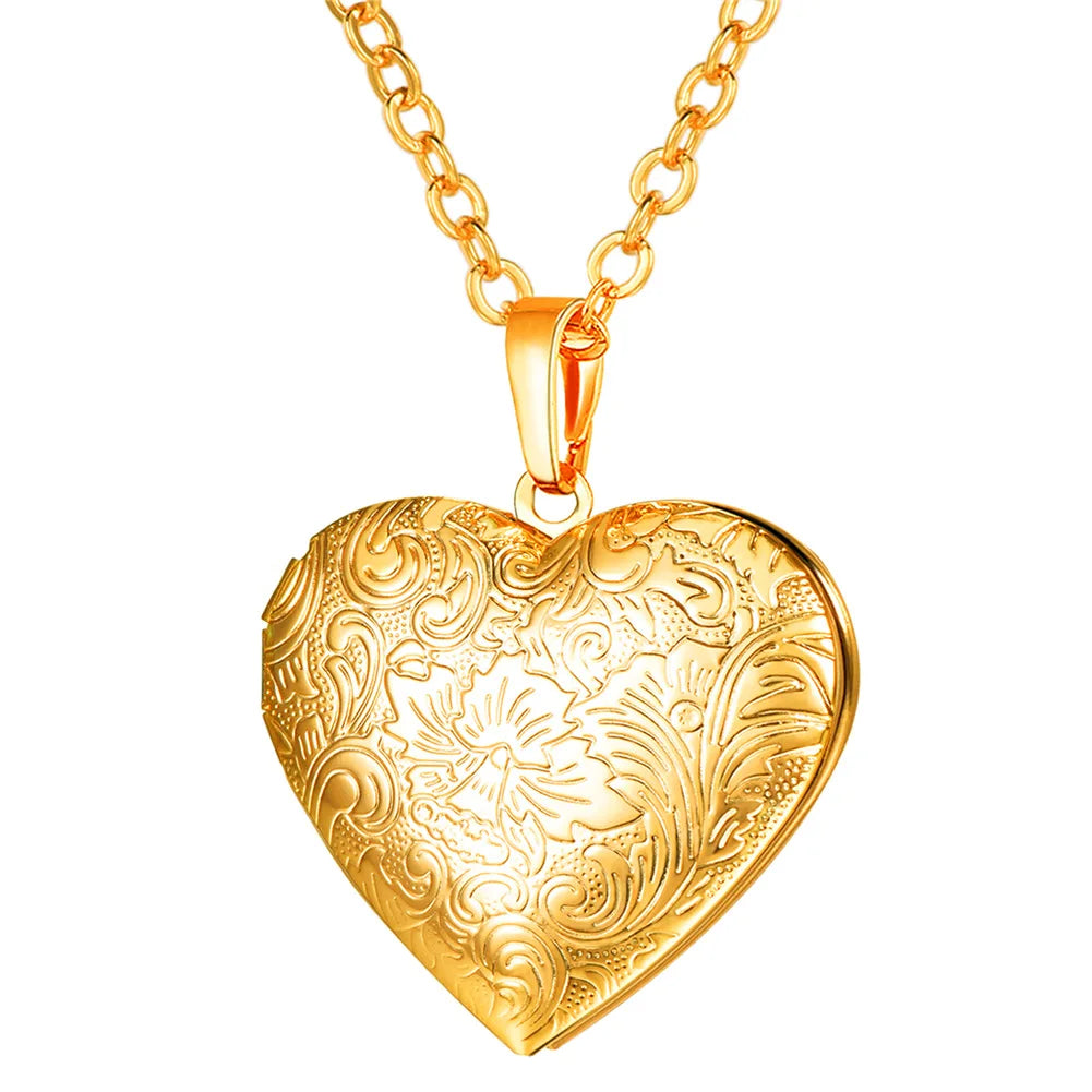 Heart Frame Memory Locket Pendant Necklace