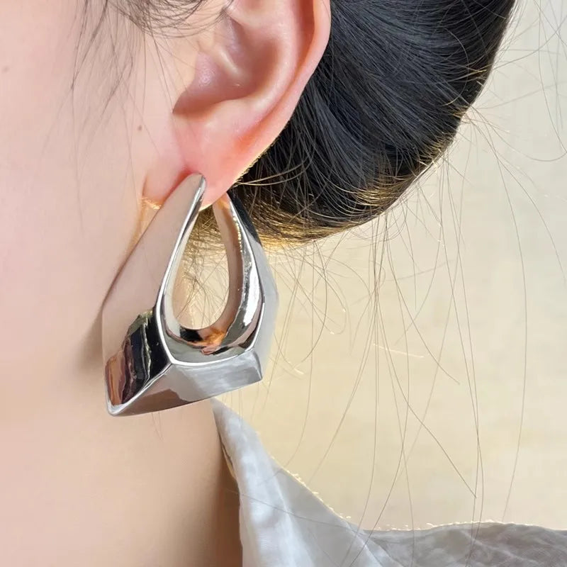 Bold Irregular Geometric Metal Earrings