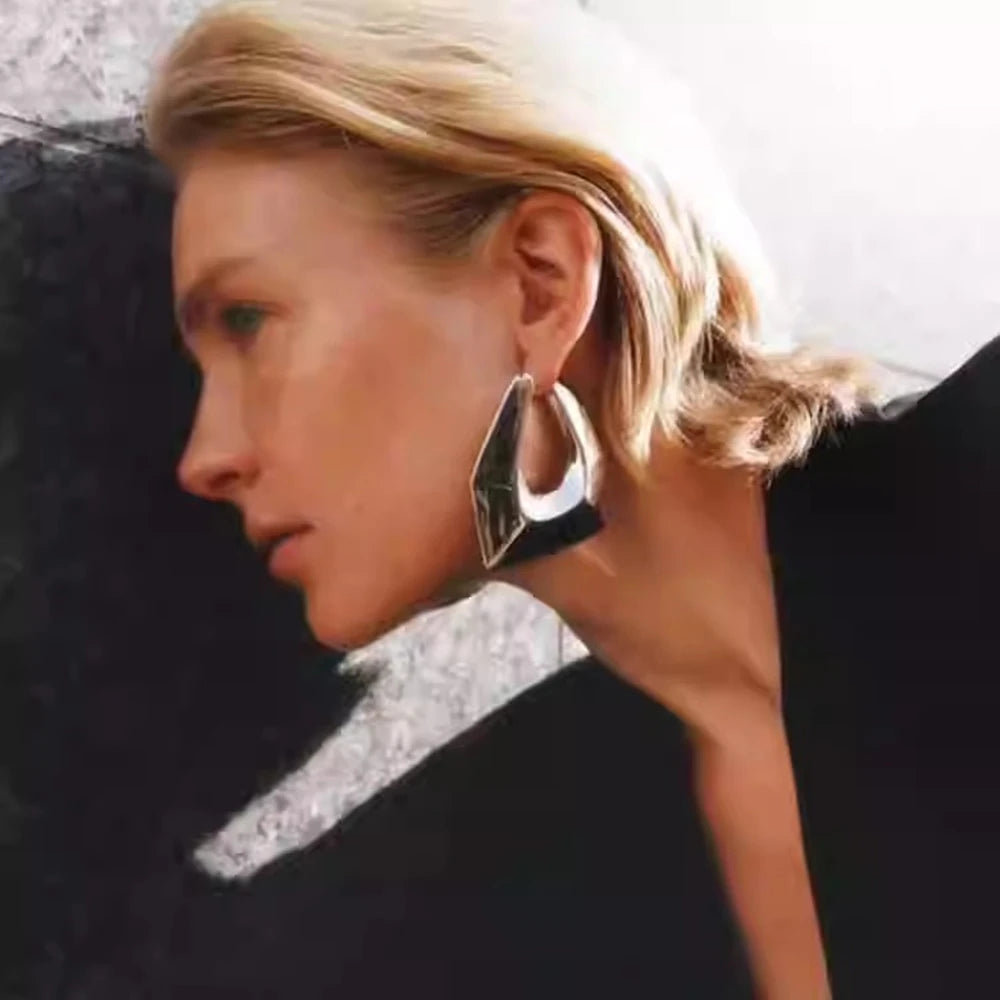 Bold Irregular Geometric Metal Earrings