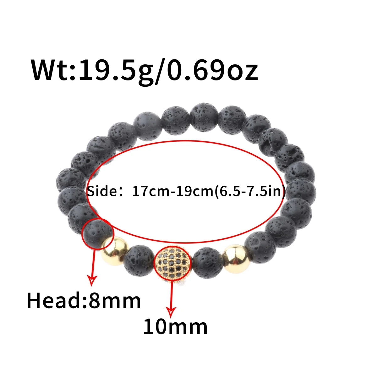 Trendy Lava Stone Imperial Crown Bracelet