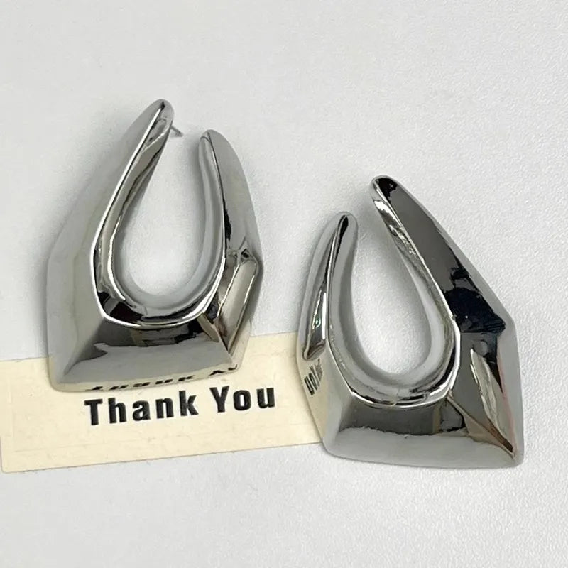 Bold Irregular Geometric Metal Earrings