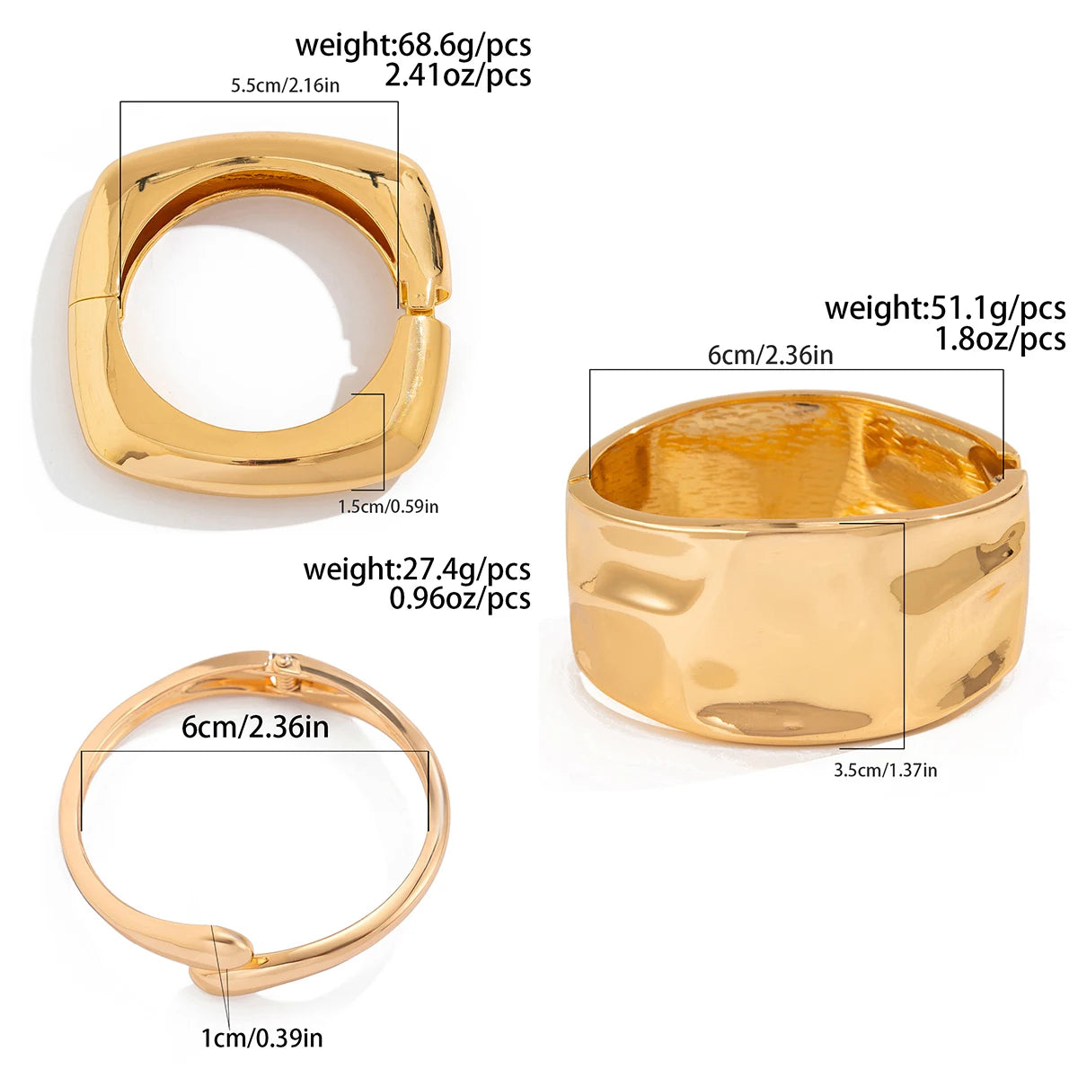 Bold Punk Geometric Metal Cuff Bracelet