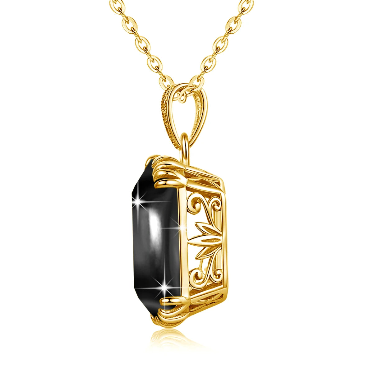 Gold Black Onyx Pendant Necklace