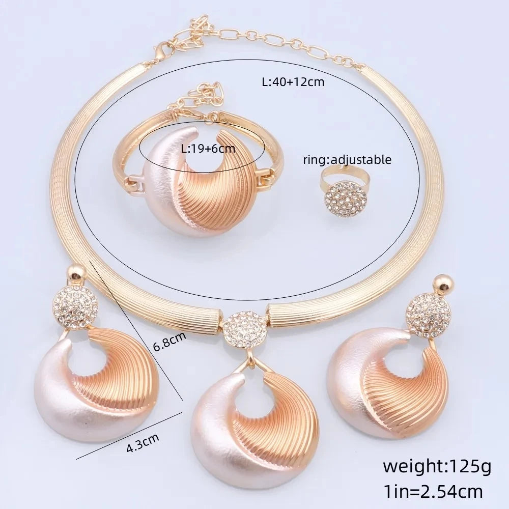 Dubai Jewelry Set For Women Silver Plated Luxury Necklace Earrings Bracelet And Ring Set Jewelry For Wedding Party Trending 