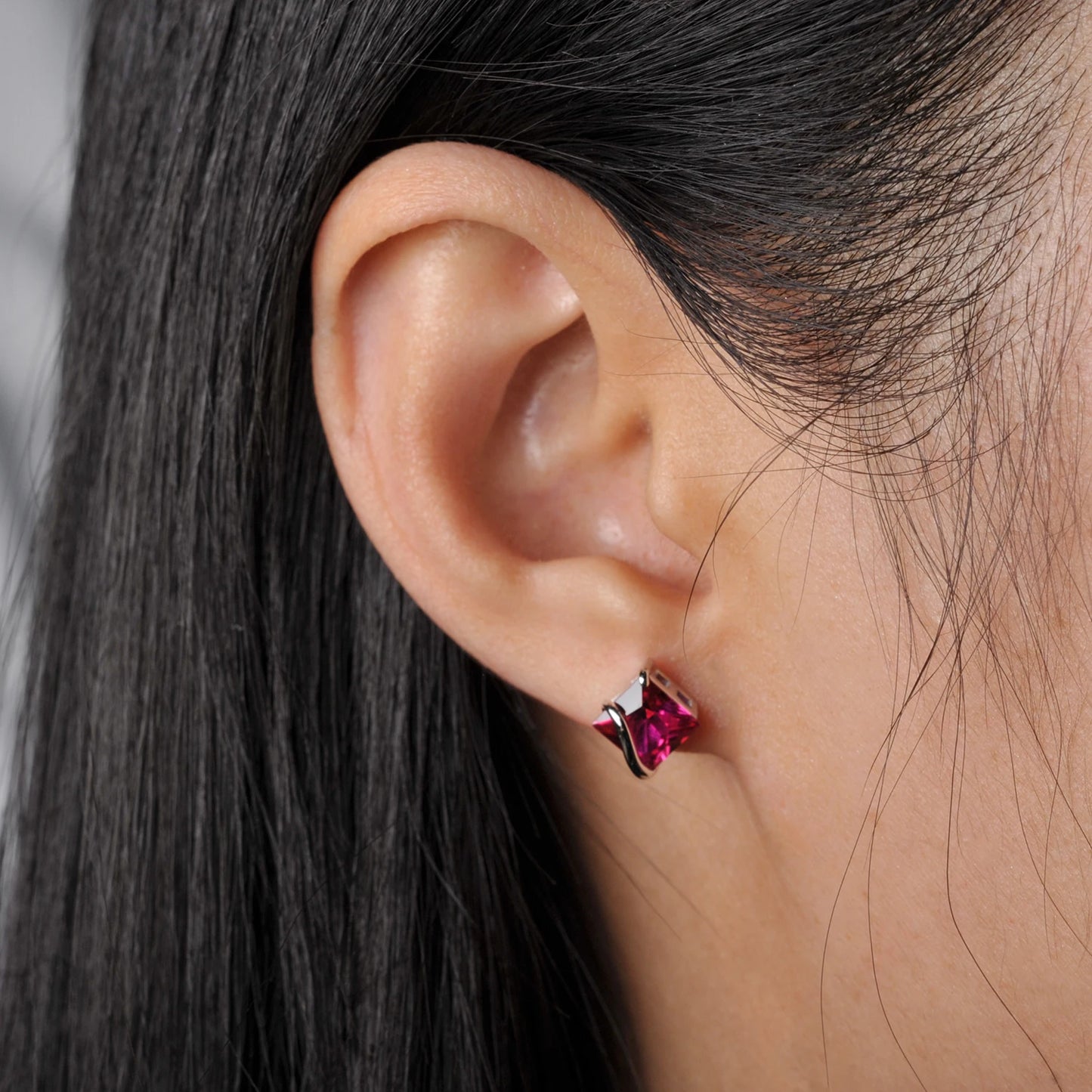 Red Ruby 925 Sterling Silver Stud Earrings