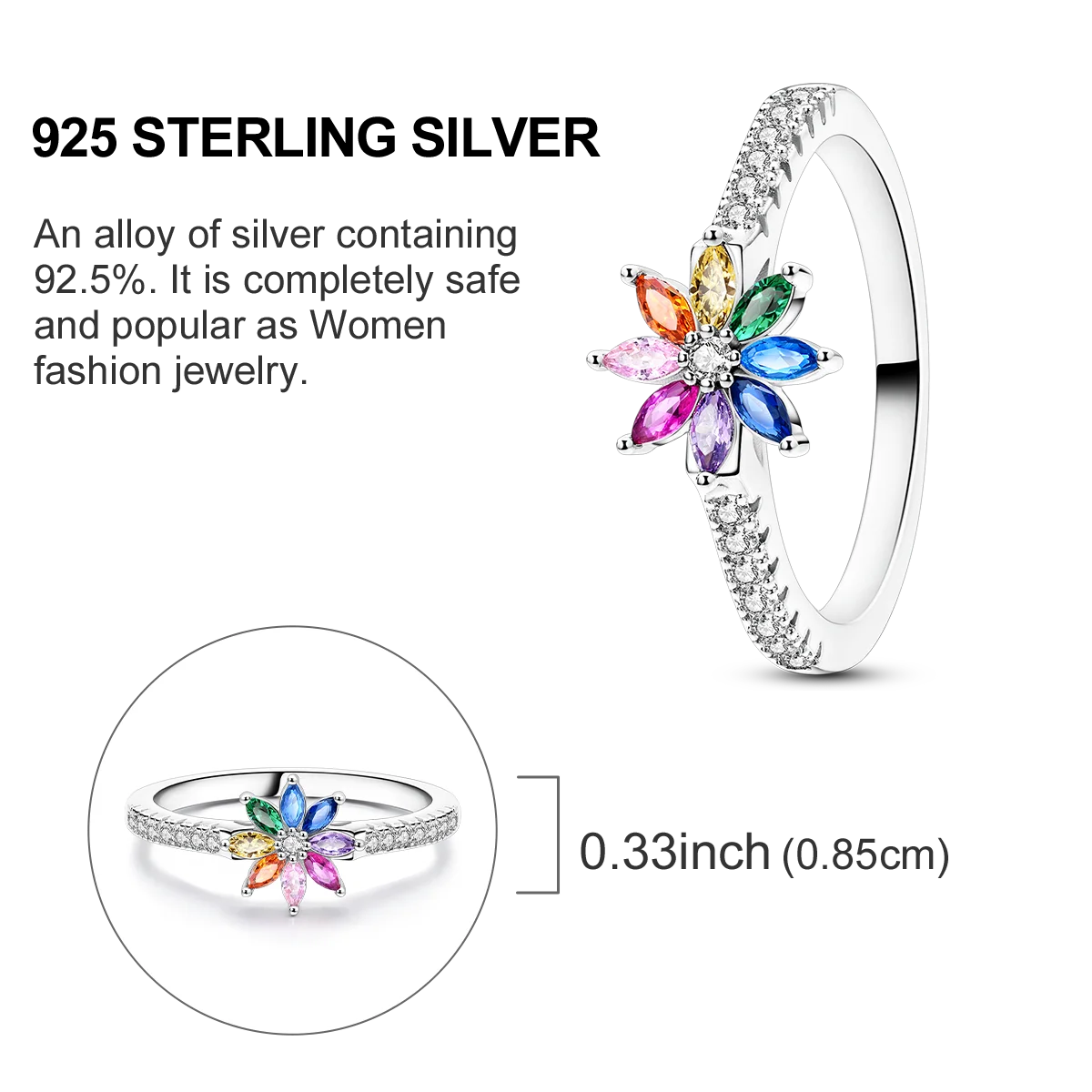 Star Moon 925 Sterling Silver Ring