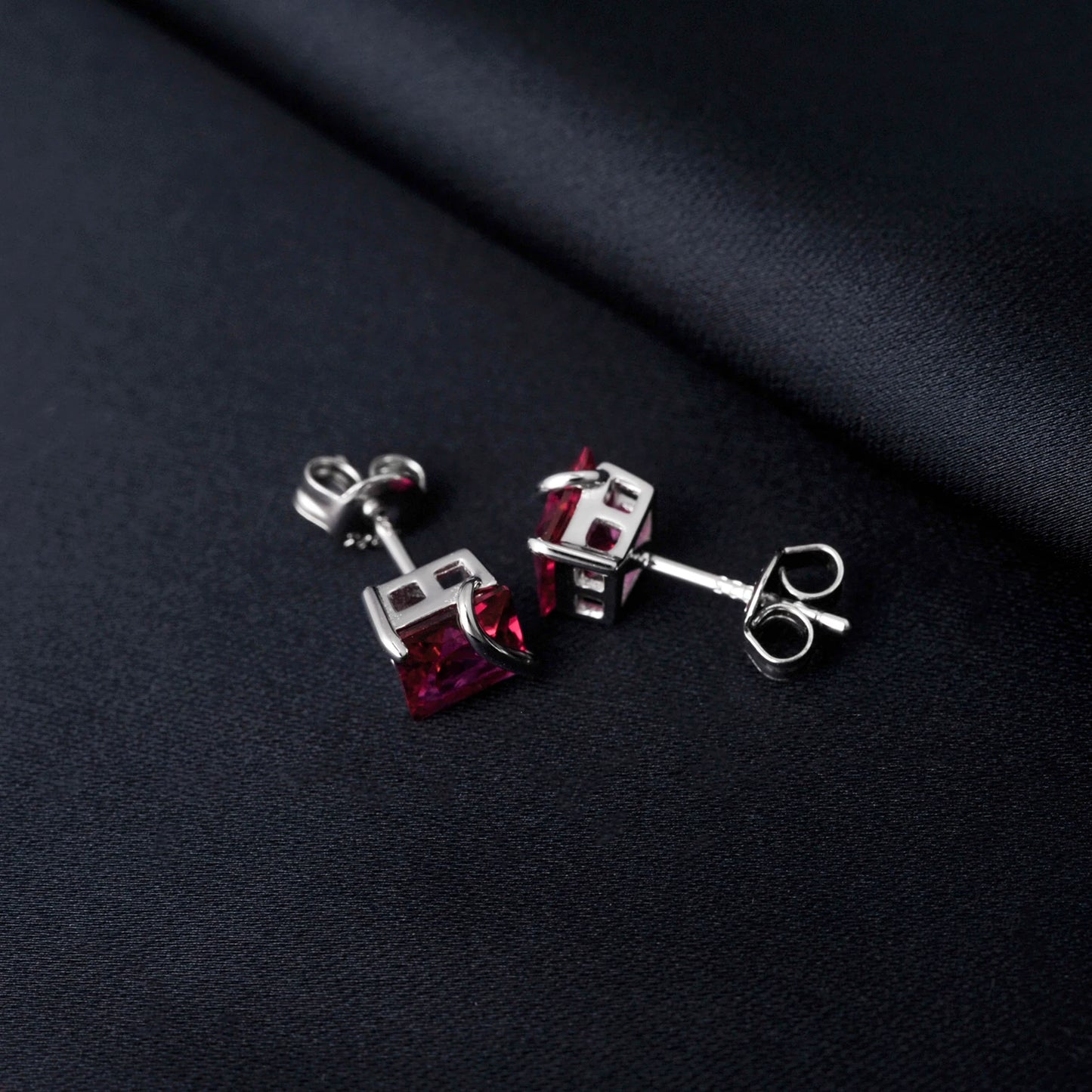 Red Ruby 925 Sterling Silver Stud Earrings