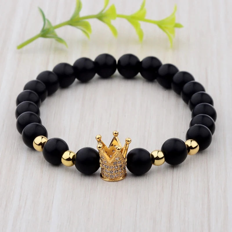 Trendy Lava Stone Imperial Crown Bracelet