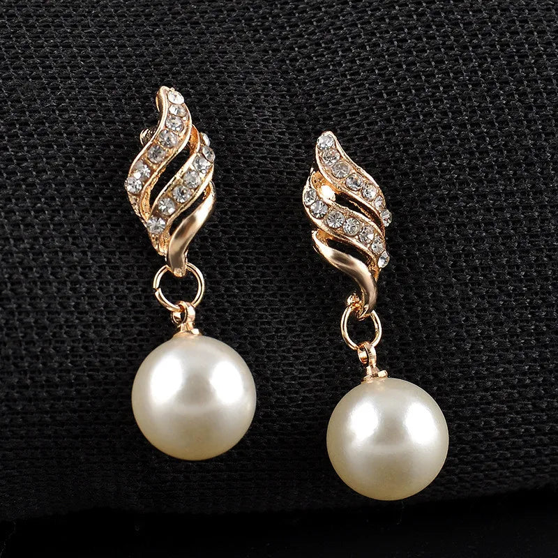 Gold Color Simulated Pearl Jewelry Set