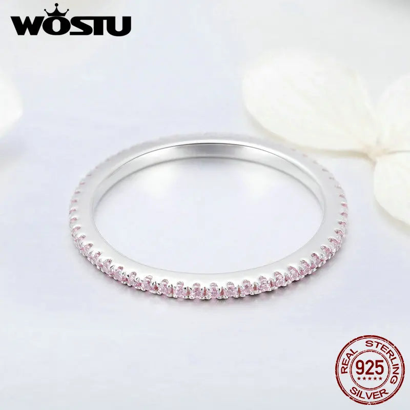 Genuine 925 Sterling Silver CZ Circle Ring