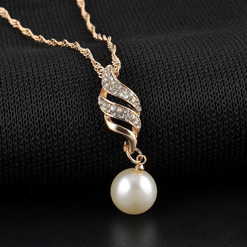 Gold Color Simulated Pearl Jewelry Set