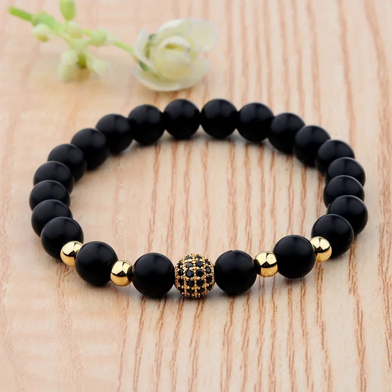 Trendy Lava Stone Imperial Crown Bracelet