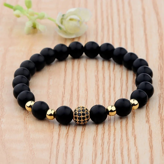 Trendy Lava Stone Imperial Crown Bracelet