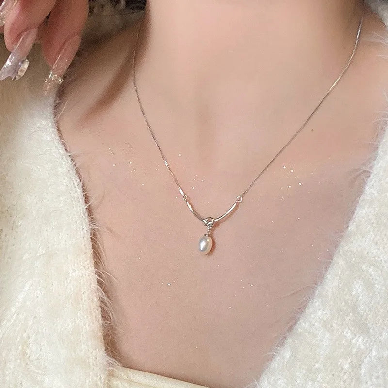 Natural Freshwater Pearl 925 Sterling Silver Necklace