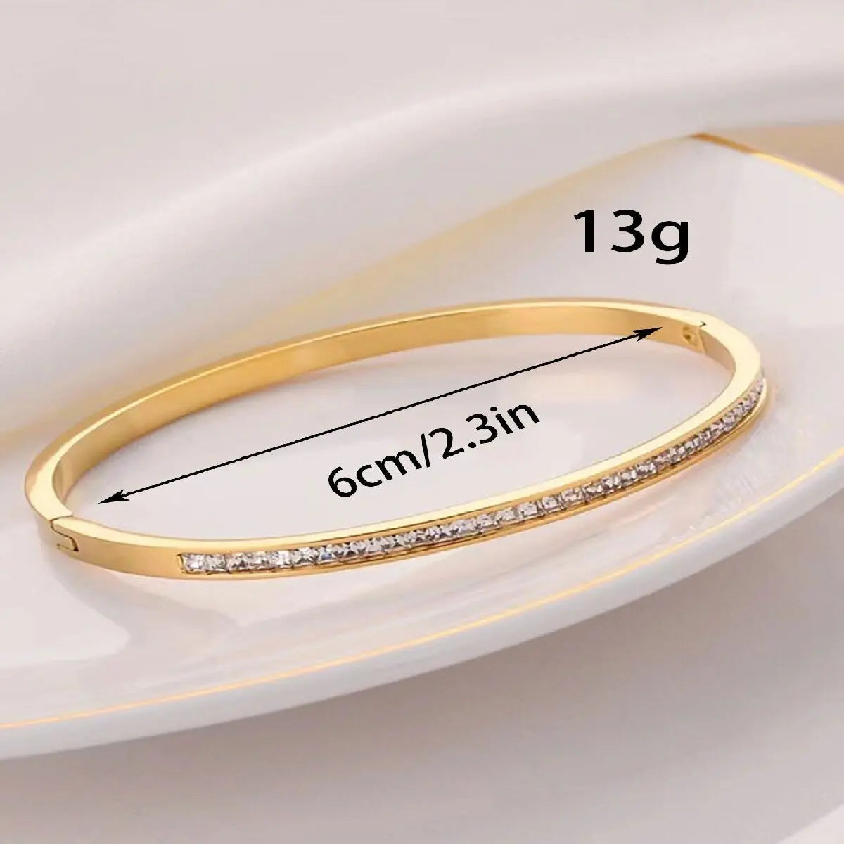 Gold Titanium Bracelet with Zircon