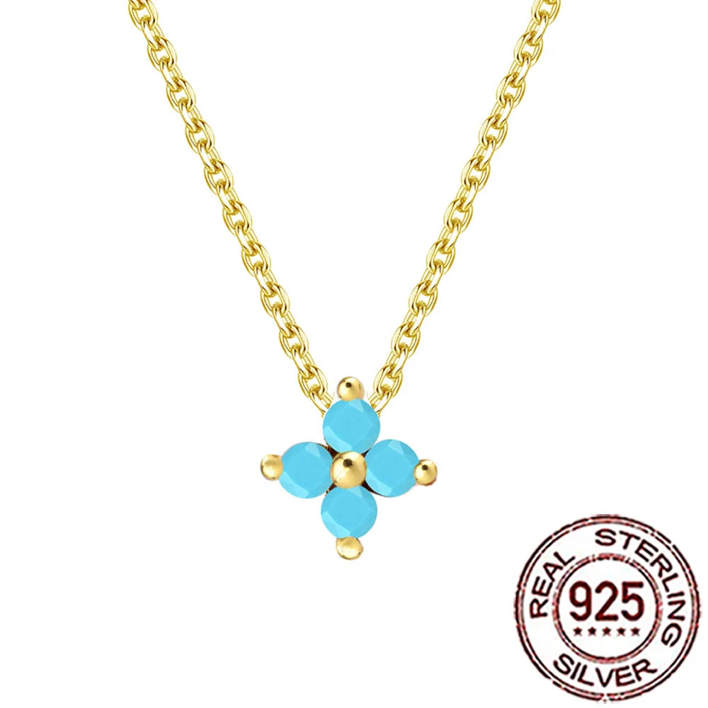 S925 Sterling Silver Turquoise Pendant Necklace