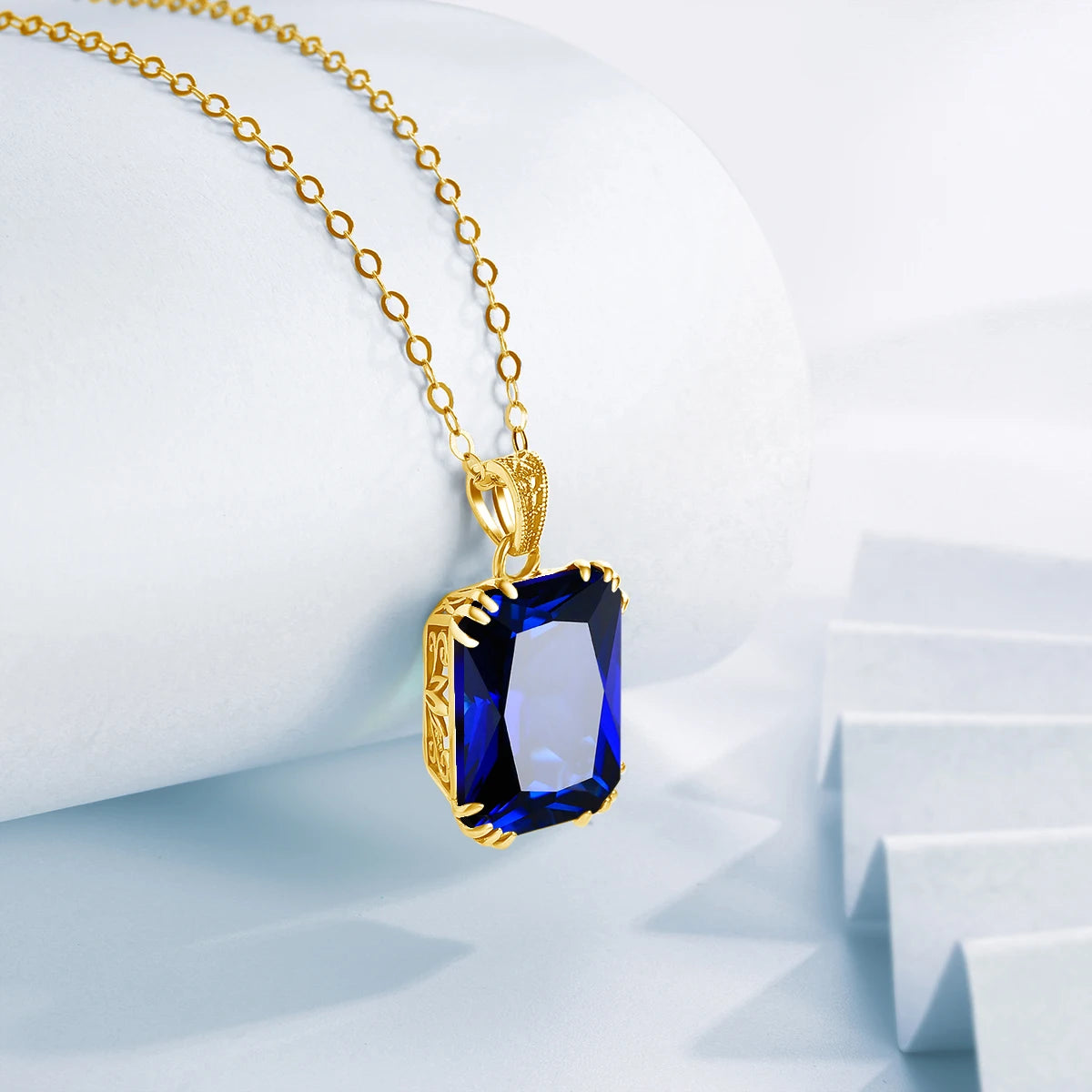 Gold Black Onyx Pendant Necklace