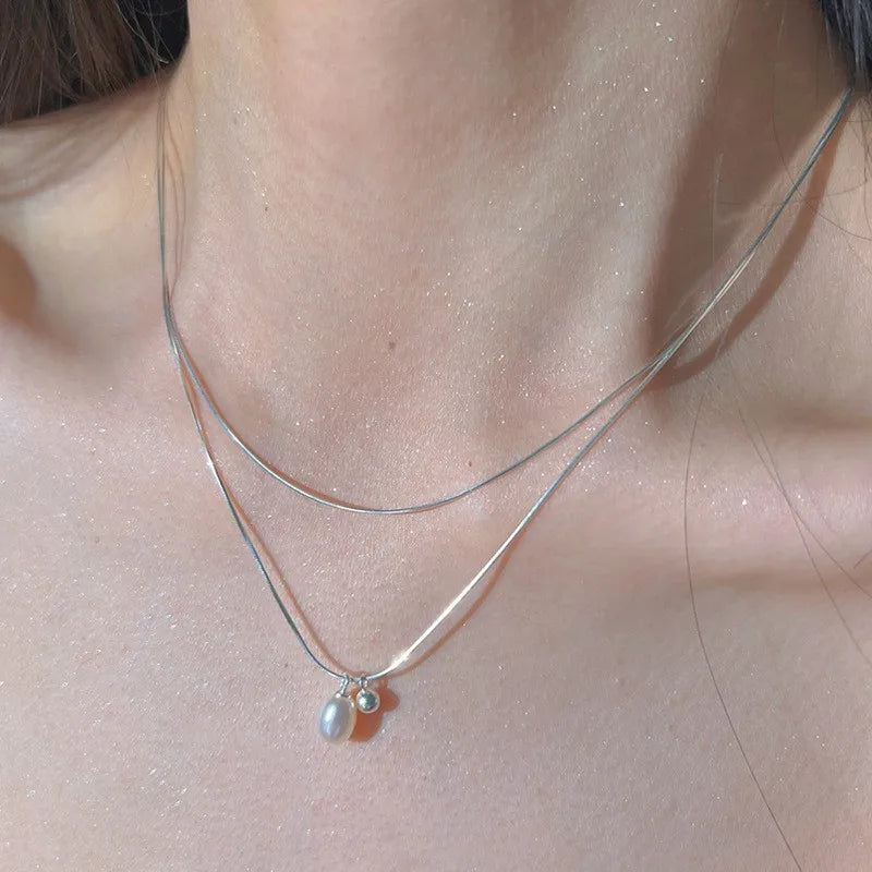 Natural Freshwater Pearl 925 Sterling Silver Necklace