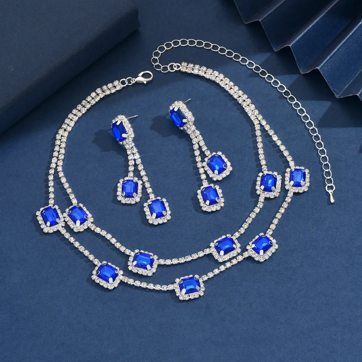 3 pieces of ladies' jewelry set, crystal and diamond necklace and earring set, bridal wedding party jewelry, daily wear jewelry