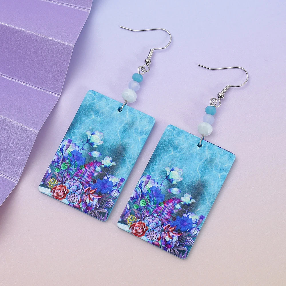 New Fashion Black Acrylic Flower Dangle Earrings