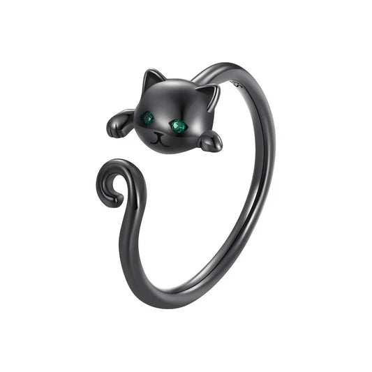Cute Cat Simple S925 Sterling Silver Ring