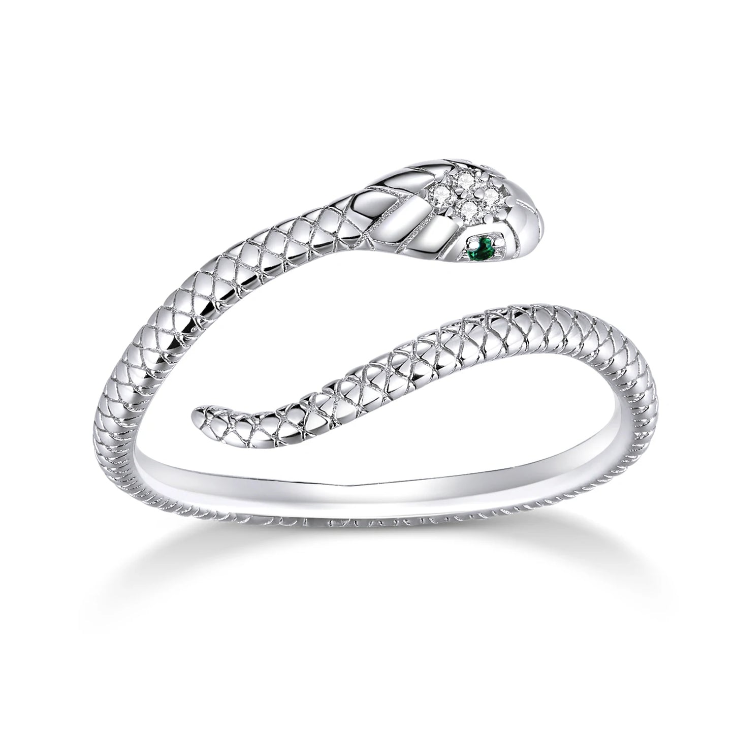 925 Sterling Silver Green Square Gemstone Open Ring
