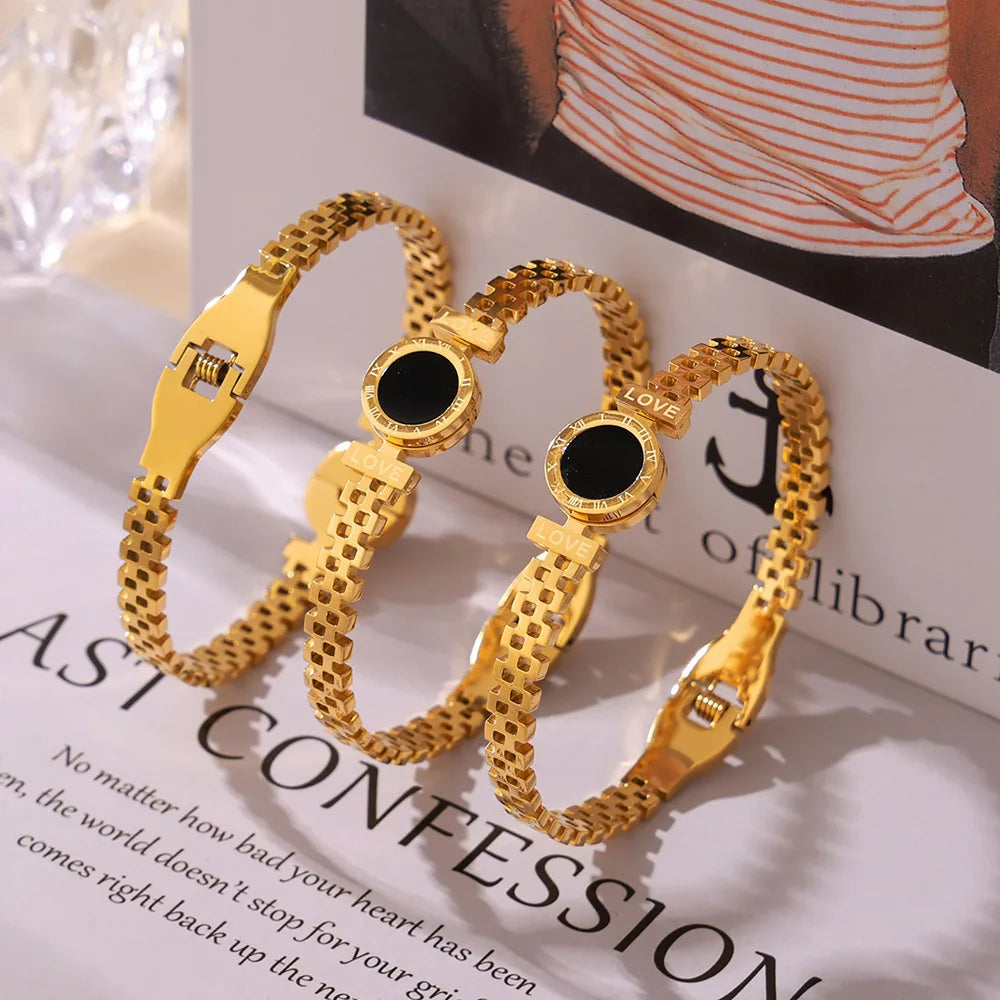 Roman Style Digital Steel Bracelet
