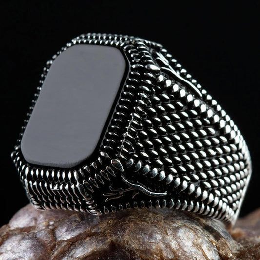Vintage Hand Engraved Pattern Turkish Signet Ring