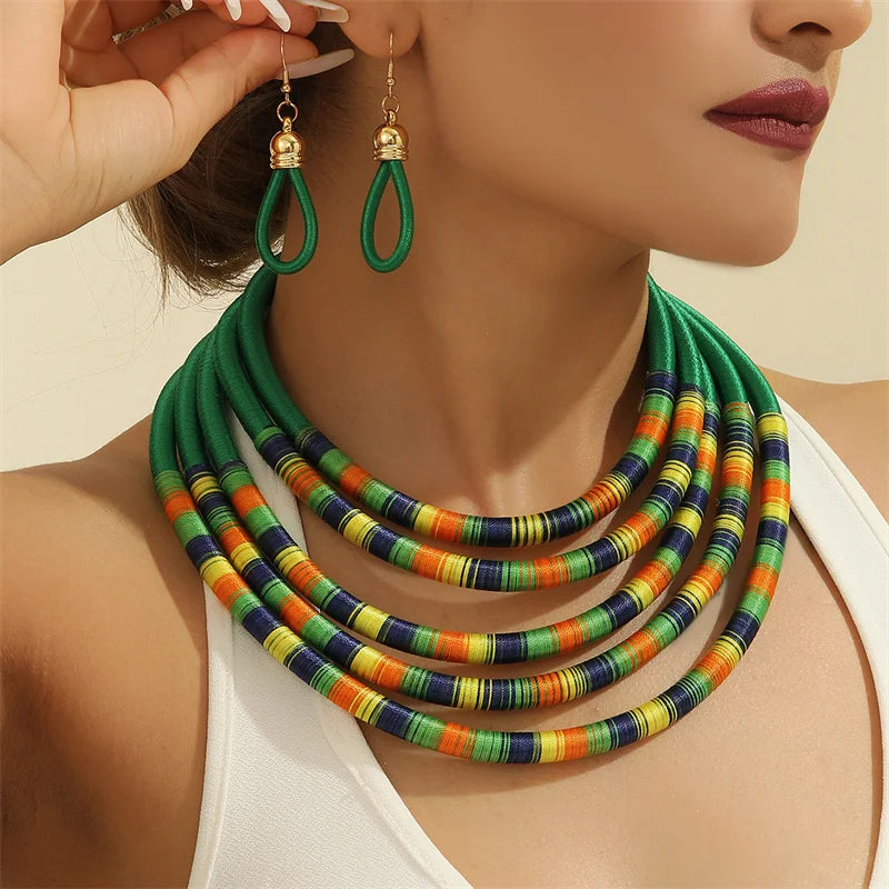 African Beads Multilayer Jewelry Set