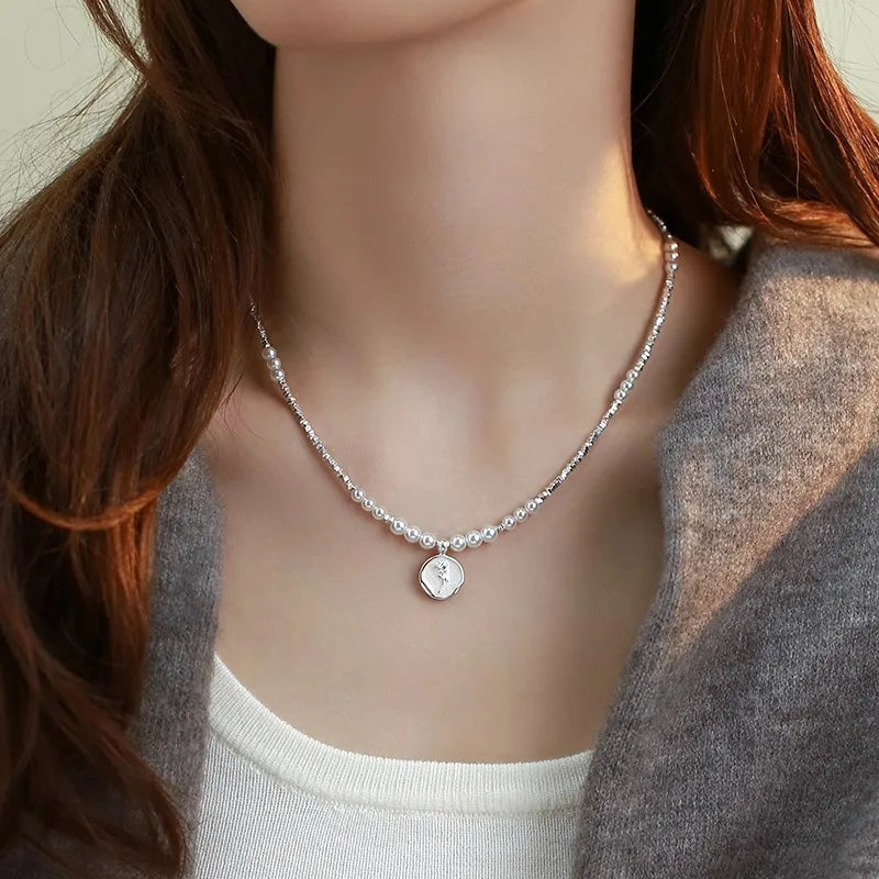 Natural Freshwater Pearl 925 Sterling Silver Necklace