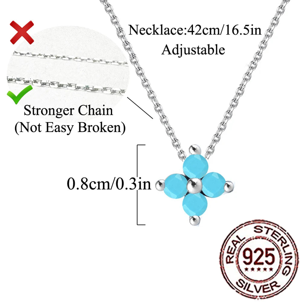 S925 Sterling Silver Turquoise Pendant Necklace