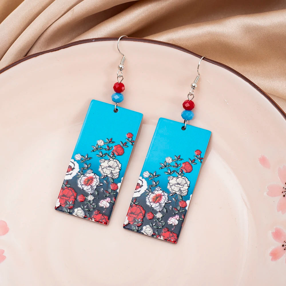 New Fashion Black Acrylic Flower Dangle Earrings