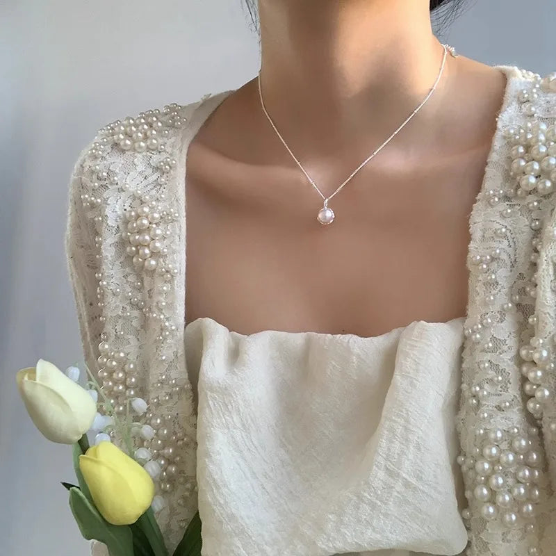 Natural Freshwater Pearl 925 Sterling Silver Necklace