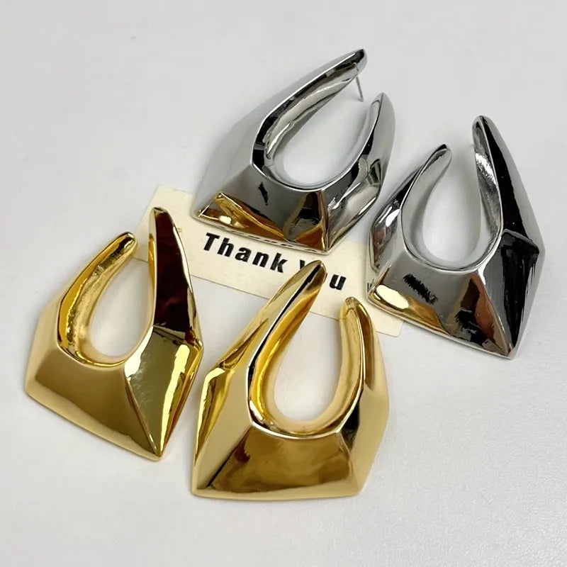 Bold Irregular Geometric Metal Earrings
