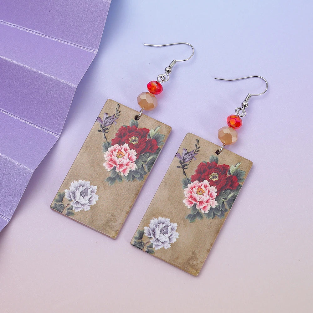 New Fashion Black Acrylic Flower Dangle Earrings